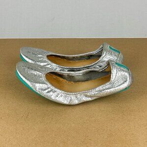 Tieks Silver Screen Round Toe Flats Womens 6 Slip On Comfort Foldable Stretch
